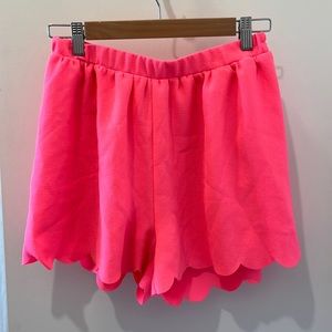 Everly Hot Pink Scallop Shorts